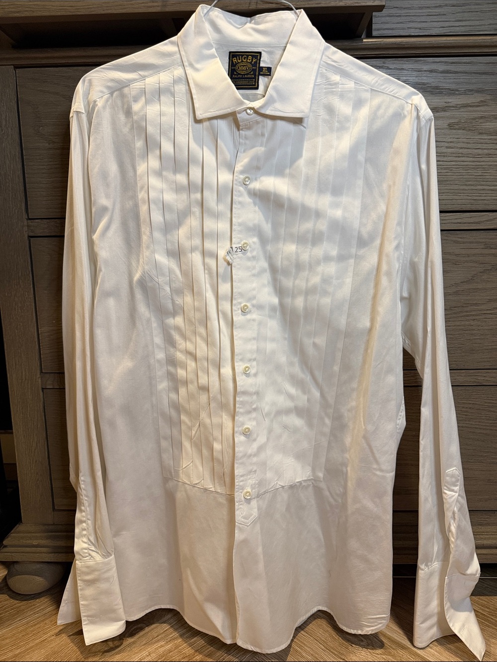 Rugby Ralph Lauren White Pleated Men's Dress Shirt
